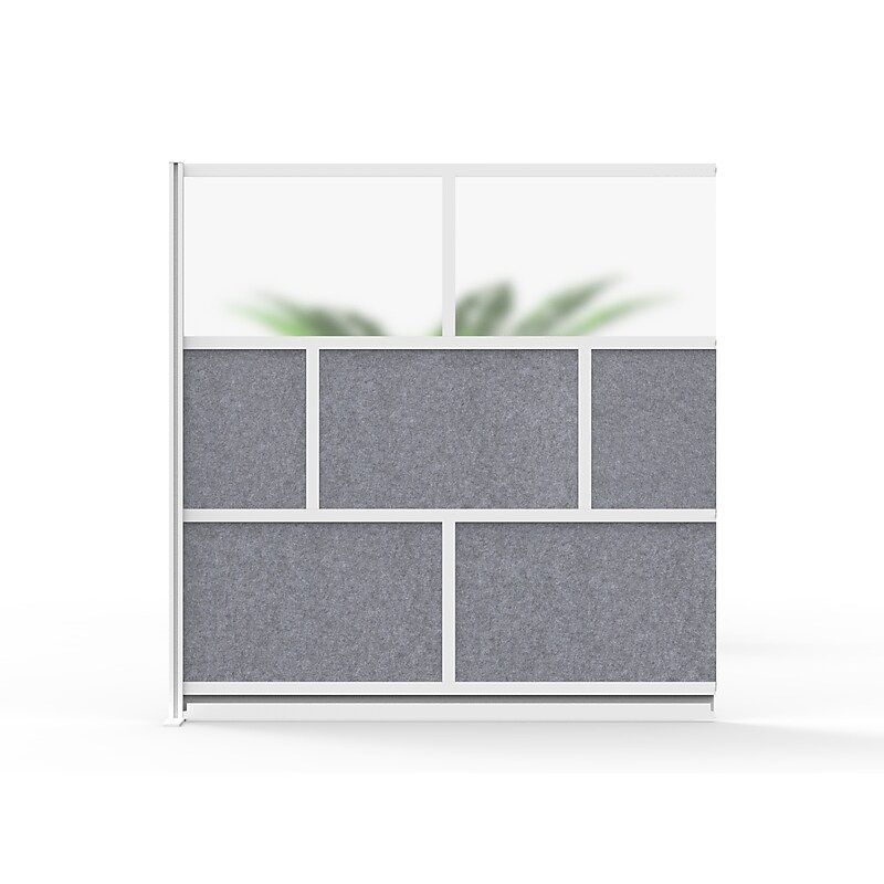 Luxor Modular Room Divider Add-On Wall, 70"H x 70"W, Gray/Frosted PET/Acrylic (MW-7070-XFCG) image 1
