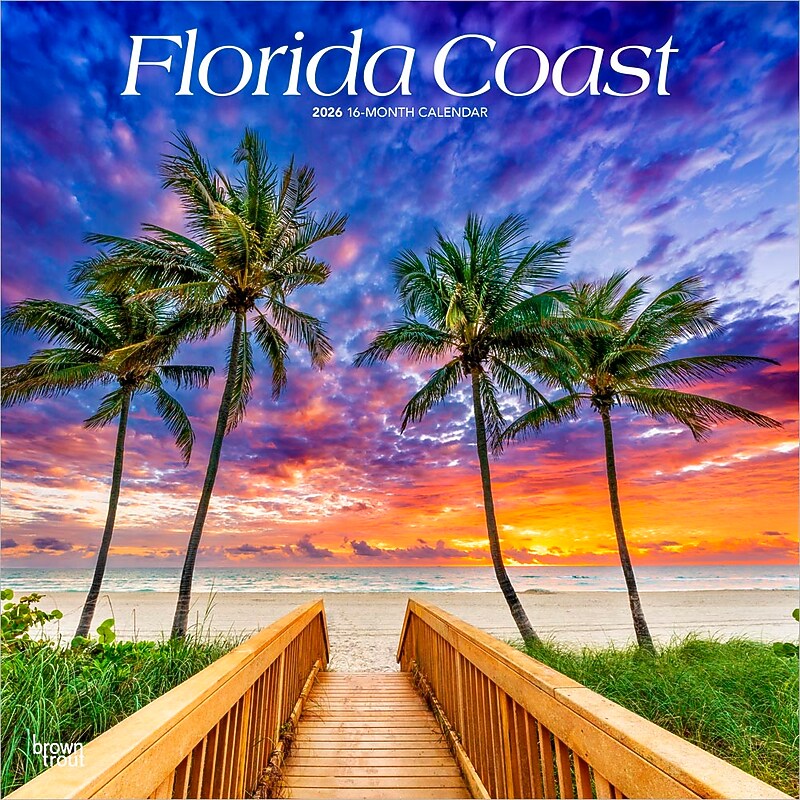 2026 BrownTrout Florida Coast 12" x 12" Monthly Wall Calendar (9798330703258) image 1