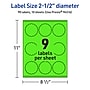 Avery Decorative Edge Multipurpose Labels, 2.5" Dia., Neon Green, 90/Pack (94516)~#|#~059D3680-1894-48FB-B20F0F79C3F6A710_sc7