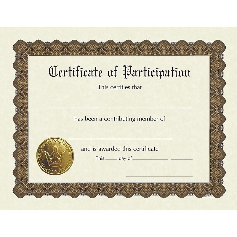 Great Papers! Certificate of Participation, 8.5" x 11", Multicolored, 6/Pack (930800) image 1