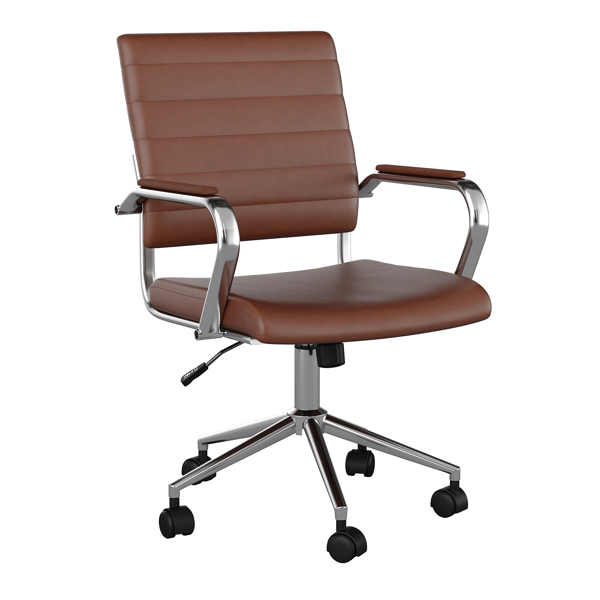 Martha Stewart Piper Faux Leather Swivel Executive Chair, Saddle Brown/Polished Nickel (CH2209212BR) Sansujyuku sansujyuku.com