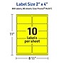 Avery Laser/Inkjet Multipurpose Rectangle Labels, 2" x 4", Neon Yellow, 800/Box (94207)~#|#~05A6720C-E12B-4ADE-B5E6791BB48AA6EC_sc7