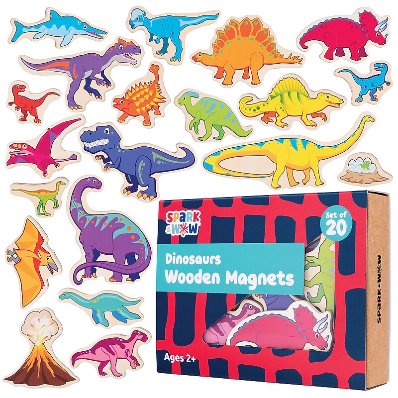 Spark & Wow Wooden Dinosaur Magnets, 20/Set (CTUSW400021) image 1