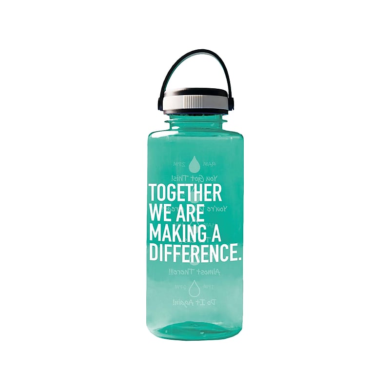 Baudville Drink it Up! "Making a Difference" Plastic Water Bottle, 36 oz., Green, 2/Pack (1396376P231) image 1