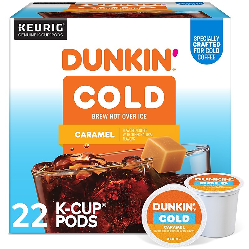 Dunkin' Cold Caramel Iced Coffee Keurig® K-Cup® Pods, Medium Dark Roast, 22/Box (5000375314) image 1