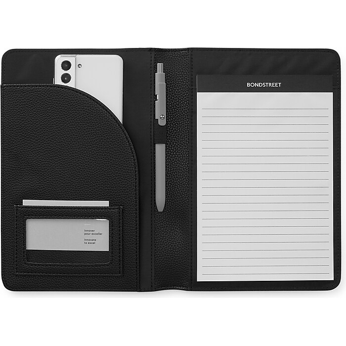Bond Street Vegan Leather Padfolio, Black (JRN2707BS-BLACK) | Staples