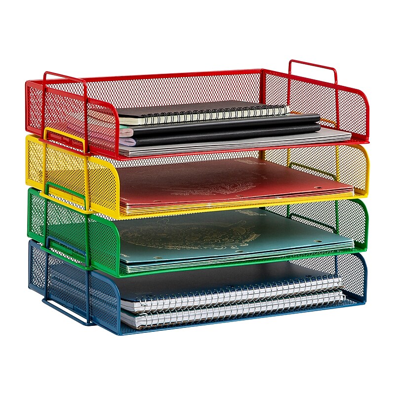 Mind Reader Metal Side Loading Stackable Letter Tray, Multicolored (DSTACK4-ASST) image 1