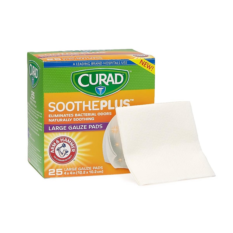 Curad 1-Ply Non-Adherent Non-Woven Gauze, 4" x 4", 25 Pads/Pack, 24 Packs/Carton (CUR204425AH) image 1