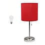 Creekwood Home Oslo 19.5" LED Table Lamp with USB Port, Brushed Steel/Red Shade (CWT-2012-RE-LB)~#|#~05C15D4D-7507-410A-BD82319A2989C4DE_sc7