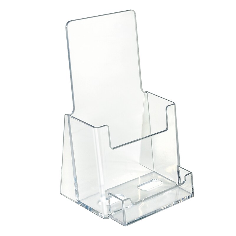 Azar Brochure Holder, 7.25" x 4", Vertical, Tabletop, Clear Plastic, 10/Pack (252922) image 1