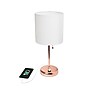 Creekwood Home Oslo Duo 19.5" LED Table Lamp with USB Port, Rose Gold/White Shade, 2/Set (CWT-2013-RG-2PK)~#|#~05CC5235-5E32-4C20-B5D9A9C7C7B2A3DB_sc7