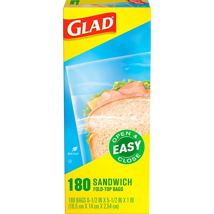Glad Fold Top Bags, Sandwich, 180 Bags/Box (CLO 60771) | Staples