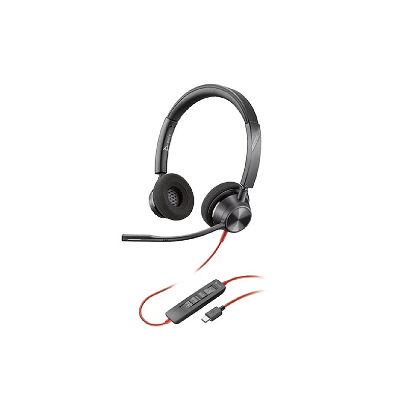 Poly Blackwire 3320 Binaural USB-C Noise Canceling Stereo Headset, Black (8M3U9AA#ABA) image 1