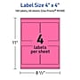 Avery Laser/Inkjet Square Multipurpose Labels, 4" x 4", Bright Pink, 160/Pack (94100)~#|#~05ECA2E1-395D-4CC5-8DDCE7E4C4367132_sc7