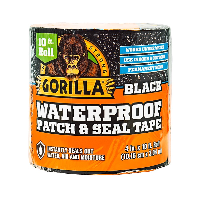 Gorilla Waterproof Patch & Seal Tape, 4" x 10 ft., Black (4512502) image 1