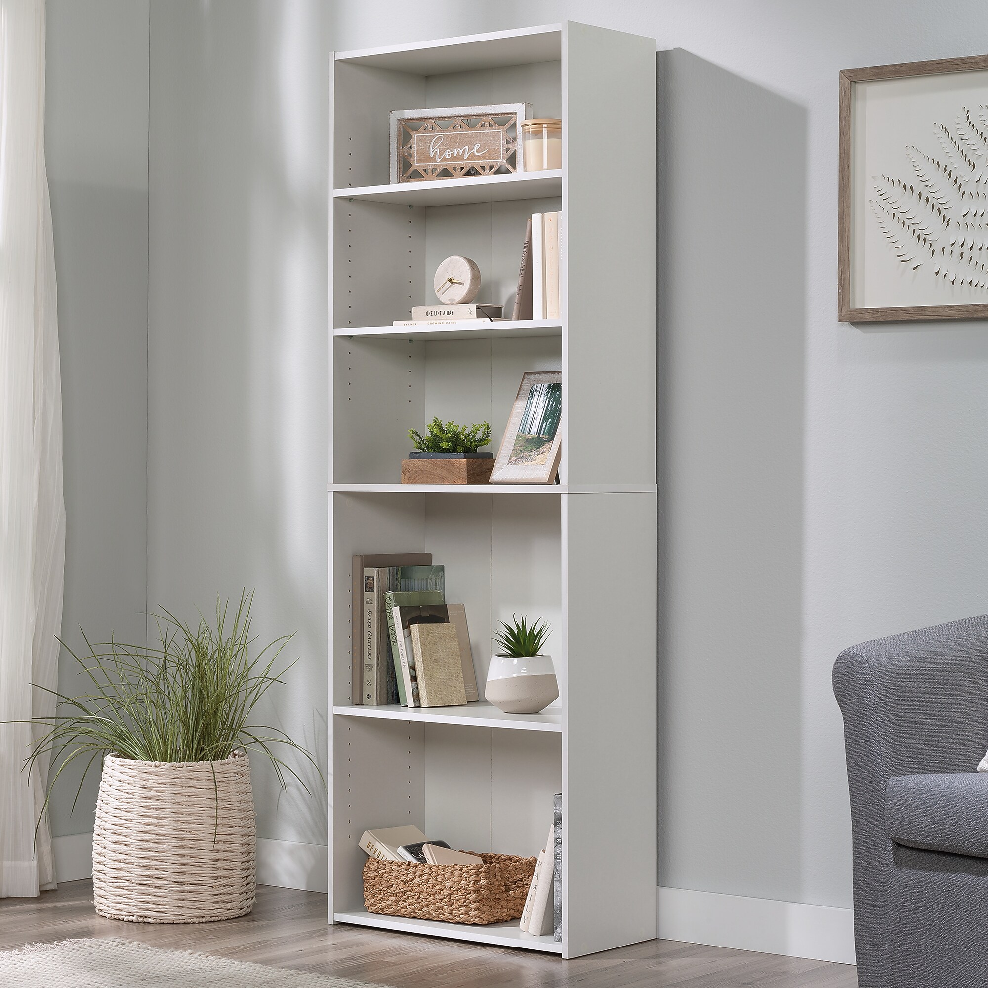 Sauder Beginnings 71″H 5-Shelf Bookcase, Soft White (415542) Sansujyuku sansujyuku.com