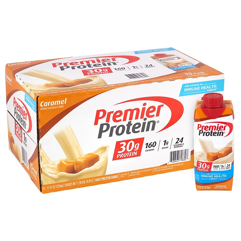 Premier Protein Caramel Protein  Shake, 11 oz.,15/Pack (220-02616) image 1