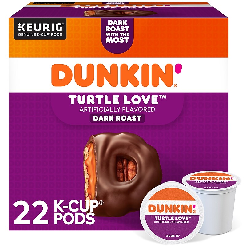 Dunkin' Turtle Love Coffee Keurig® K-Cup® Pods, Dark Roast, 22/Box (5000367615) image 1