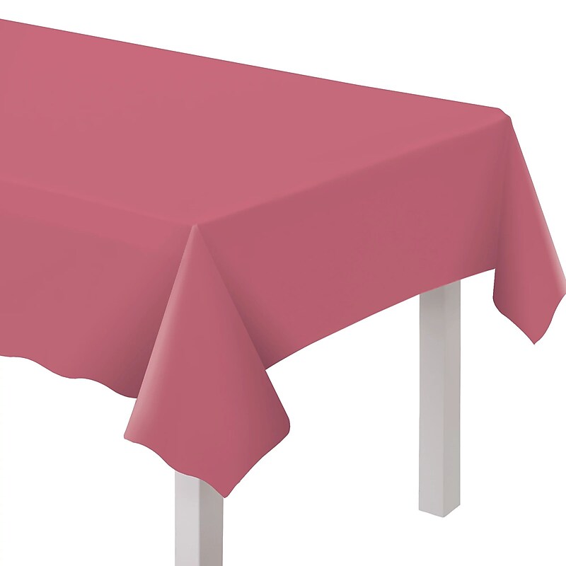 Party City Solid Color 108" x 54" Plastic Table Cover, Mauve (AM77015-164-ST) image 1