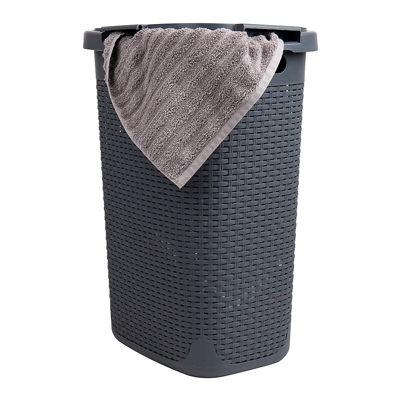Mind Reader 15.85-Gallon Laundry Hamper with Lid, Plastic, Gray (60HAMP-GRY) image 1