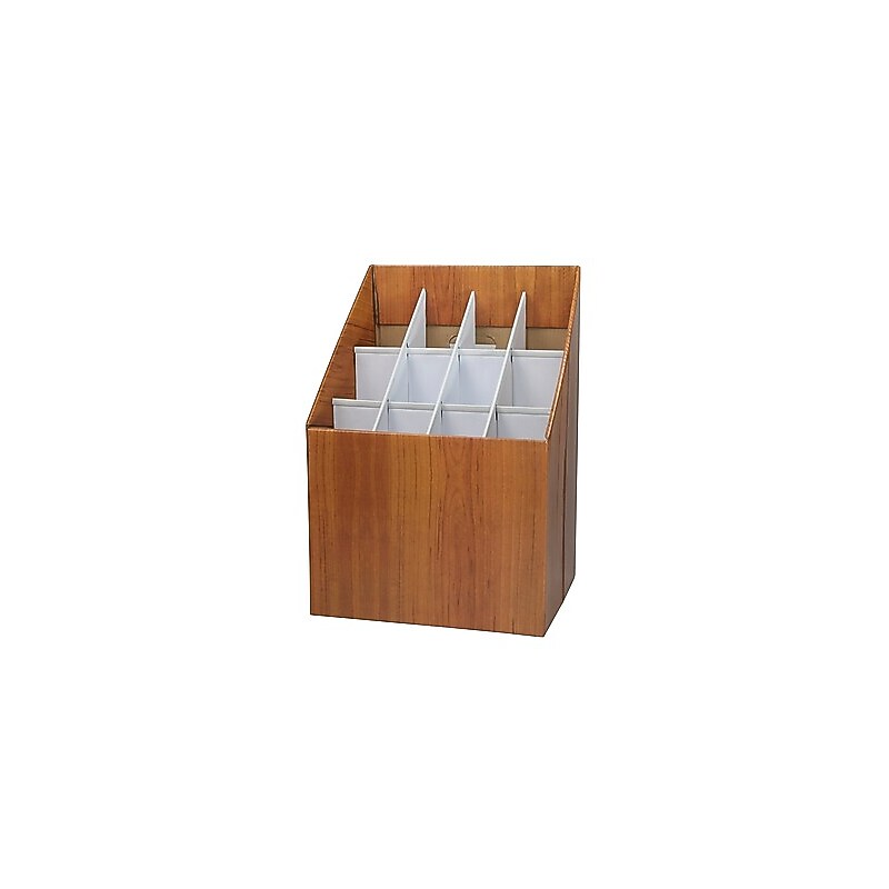 AdirOffice 12-Slot Roll File, 22"H x 12"W x 15"D, Walnut (627) image 1