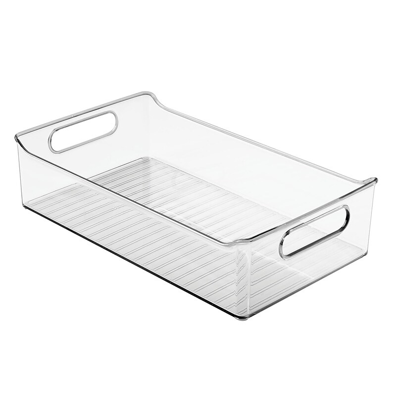 iDESIGN Medium Stackable Plastic Storage Bin, Clear, 2/Pack (03062W) image 1