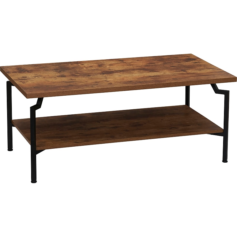 Household Essentials Crown 43.3"W x 23.6"D Laminate Coffee Table, Hickory/Black (8235-1) image 1