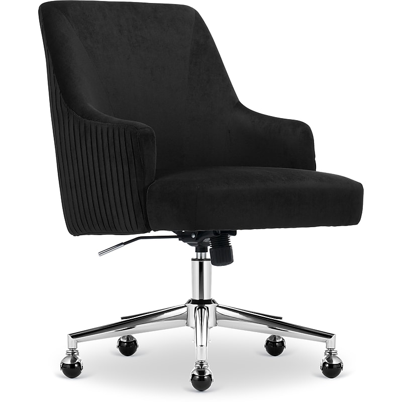 Serta Scarlett Ergonomic Velvet Swivel Computer and Desk Chair, Black (CCHR10011D) image 1