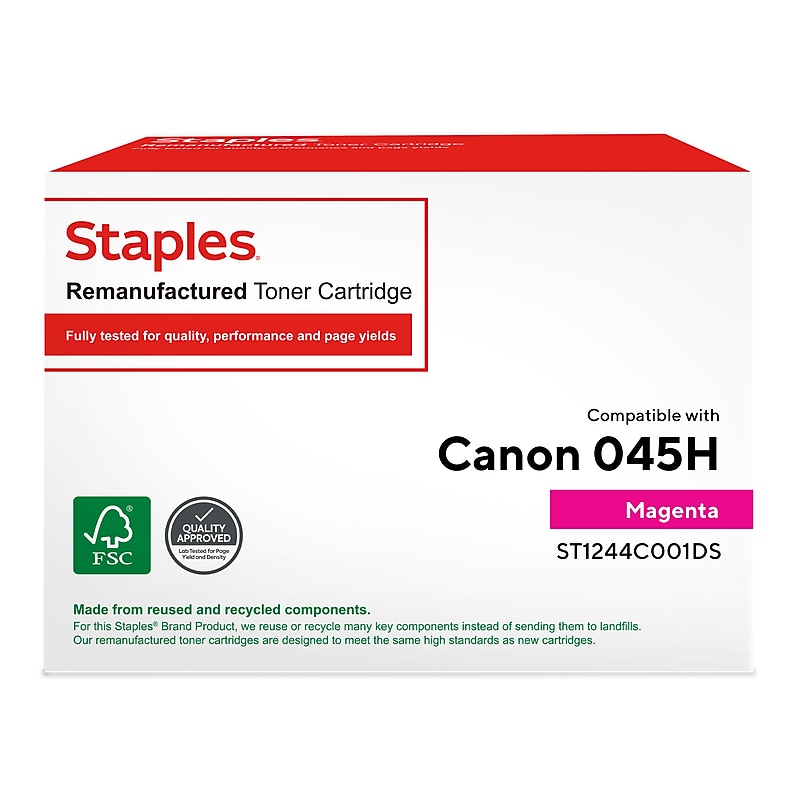 Staples Remanufactured Magenta High Yield Toner Cartridge Replacement for Canon 045H (TR1244C001DS/ST1244C001DS) image 1