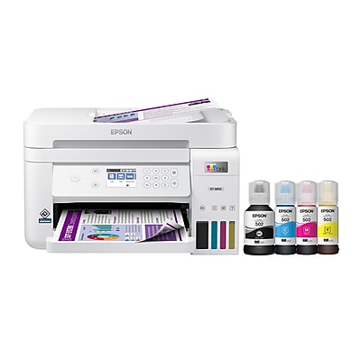 Epson EcoTank ET-3850 Wireless Color All-in-One Cartridge-Free Supertank Printer, Copier, Scanner - White