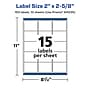 Avery Laser/Inkjet Rectangle Waterproof Multipurpose Labels, 2.625" x 2", White, 150/Pack (94235)~#|#~064E6C37-BBC9-4402-9B1EE7946847A44D_sc7