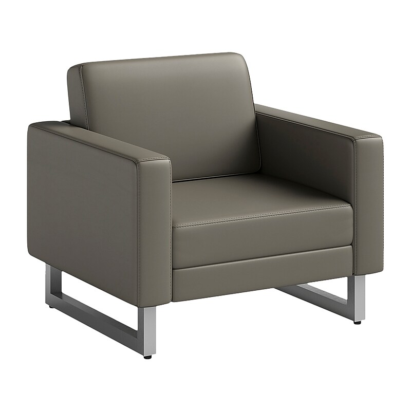 Safco Mirella Vinyl Lounge Chair, Gray/Silver (1732MRL2SLVGR) image 1