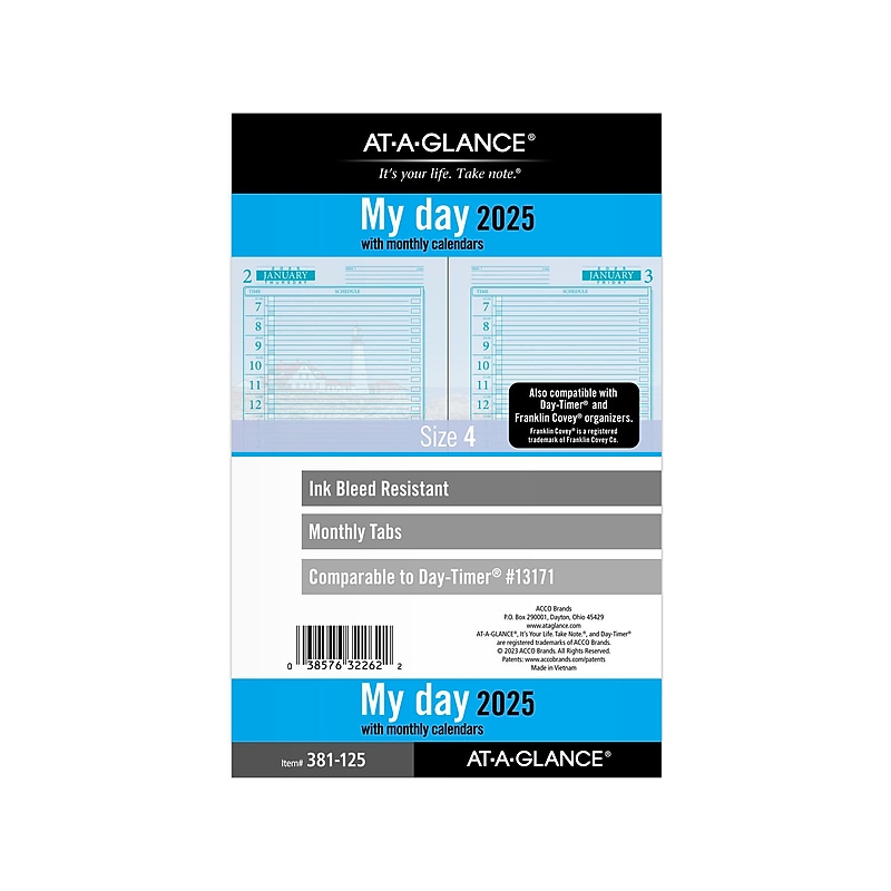 2025 AT-A-GLANCE Seascapes 5.5" x 8.5" Daily & Monthly Planner Refill, White/Blue (381-125-25) image 1