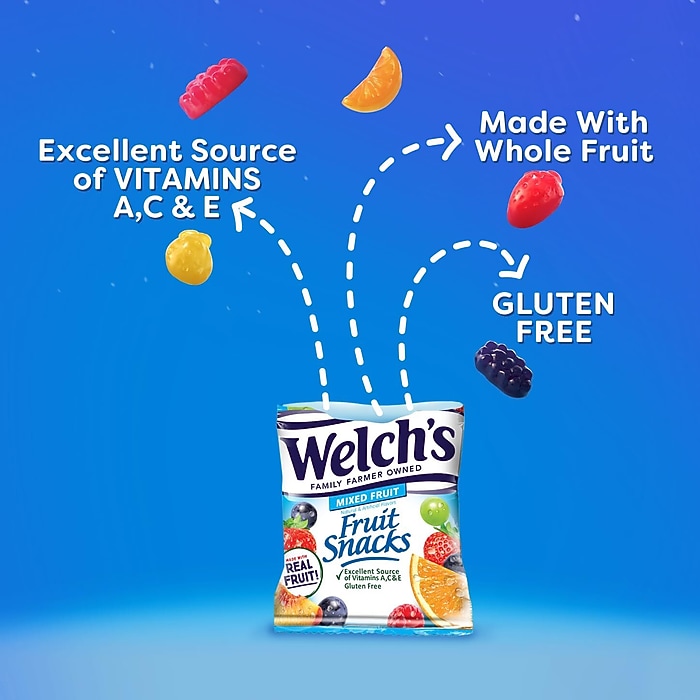 Welch's Gluten Free Mixed Fruit Snacks Gummies, 40/Box