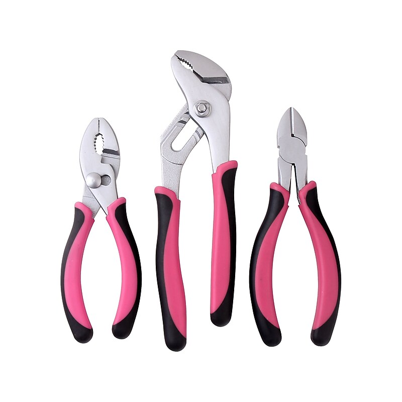 Apollo Tools 3-Piece Pliers Set, Pink (DT5008P) image 1