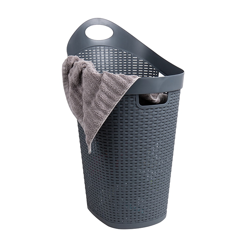 Mind Reader 15.85-Gallon Rolling Laundry Hamper, Plastic, Gray (60HWHEEL-GRY) image 1