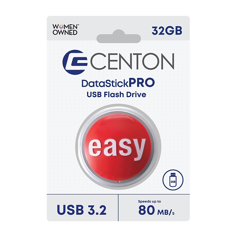 Centon DataStick Pro Easy Button 32GB USB-A 3.2 Flash Drive (C1-U3CS07-32G.1) image 1