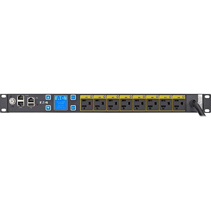 Eaton Single-Phase 120V Managed Rack Power Distribution Unit, 8-Outlet, 1U Rack Mount, Black (EMAT09-10) image 1