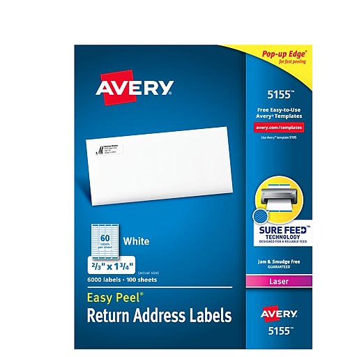 Avery Easy Peel Laser Return Address Labels 2 3