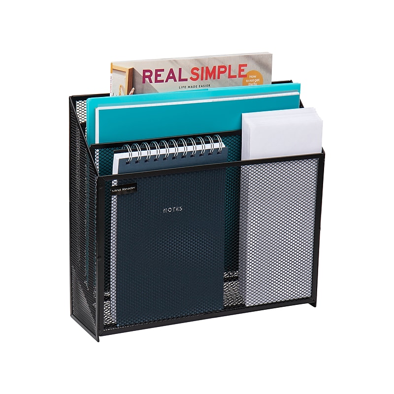 Mind Reader Metal Vertical Desktop Organizer Letter Tray, Black (LETDIV-BLK) image 1