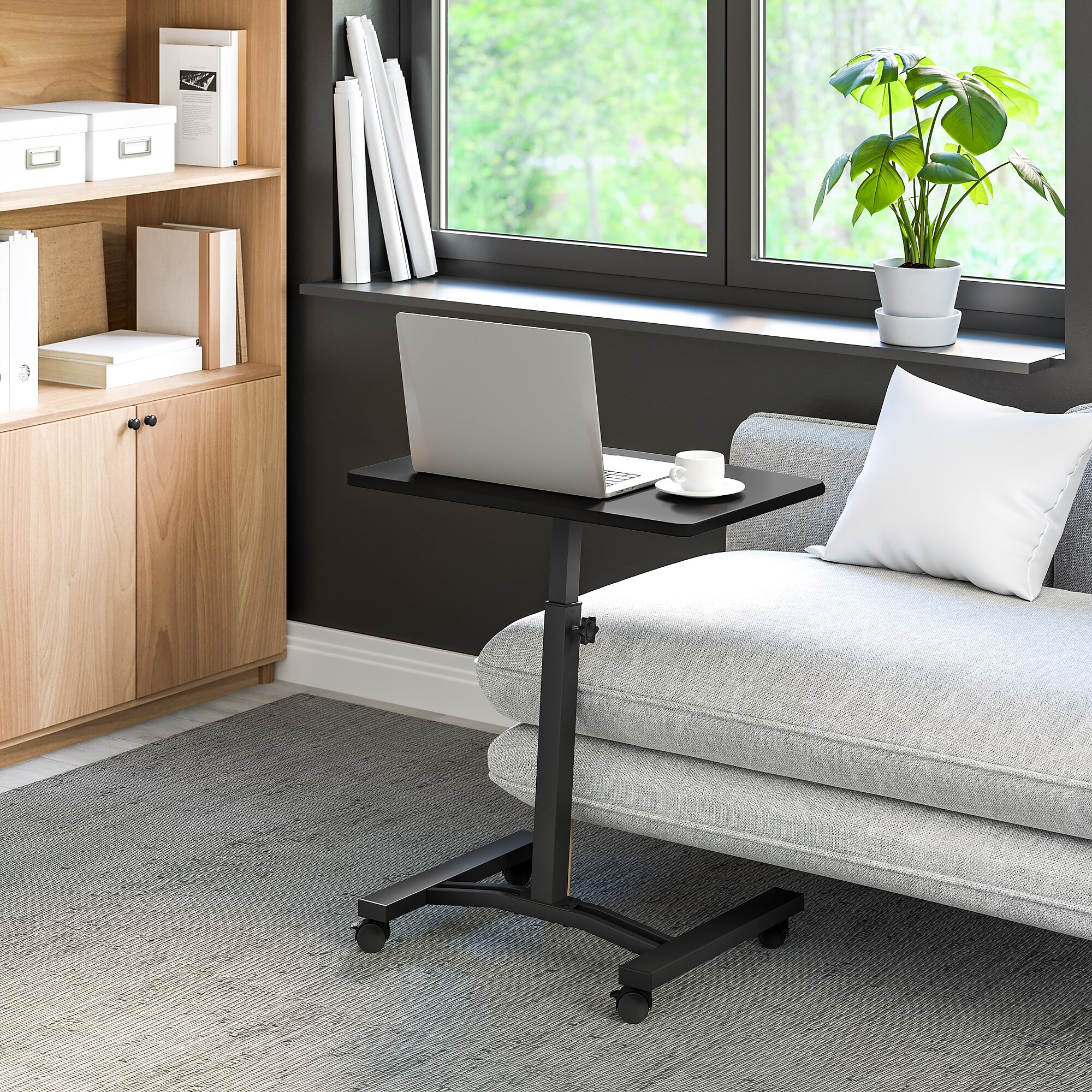 Seville Classics airLIFT 24″W Manual Rectangular Height Adjustable Mobile Sitting Desk, Black (OFF65994B) Sansujyuku sansujyuku.com