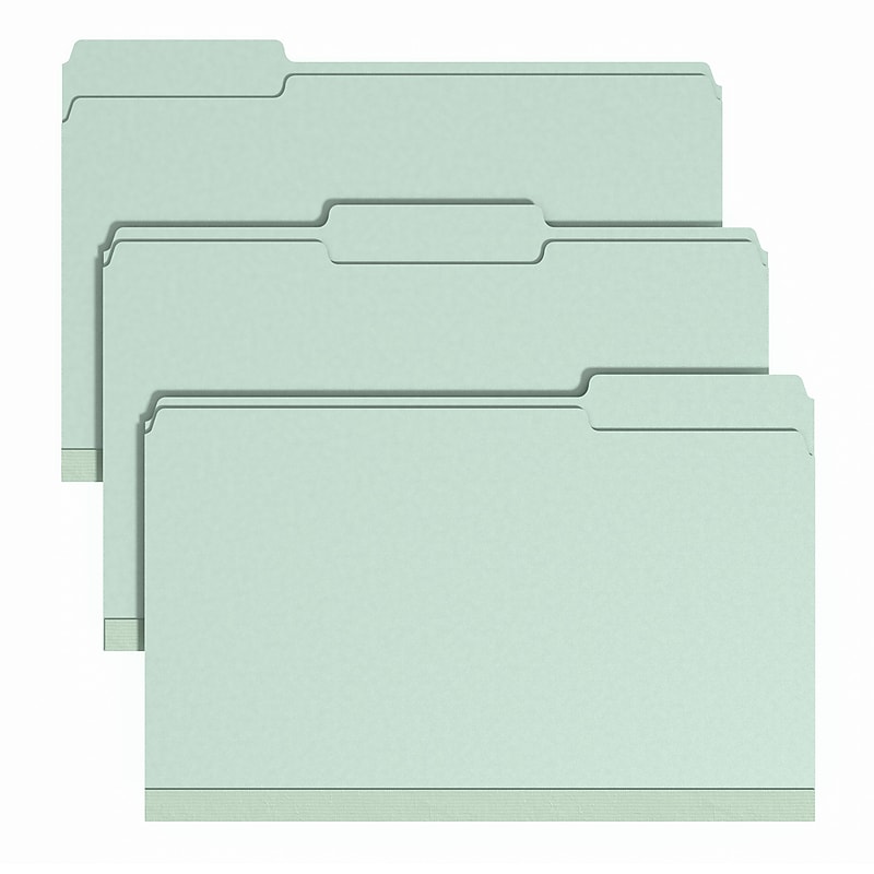 Staples Heavy Duty Pressboard Classification Folder, 2" Expansion, Legal Size, Green, 25/Pack (ST62739) image 1