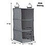 Household Essentials 3‑Shelf Hanging Closet Organizer with Hooks in Poly Linen and PEVA Shelving, Gray (HH7504-1)~#|#~06764E00-7194-42E1-8F450492036248D7_sc7