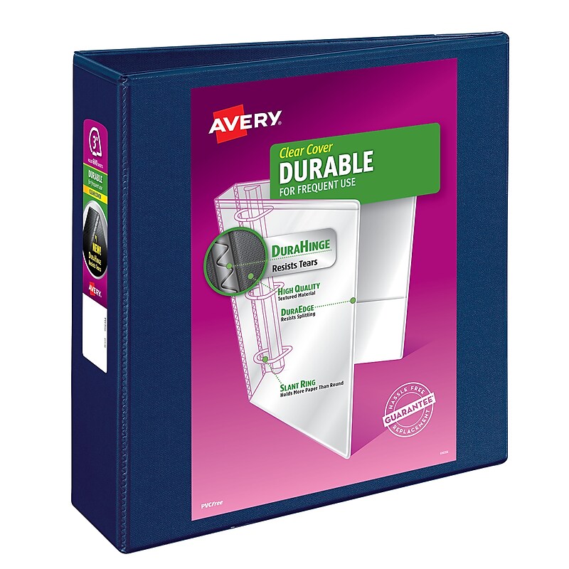 Avery Durable 3" 3-Ring View Binders, Slant Ring, Blue (17044) image 1