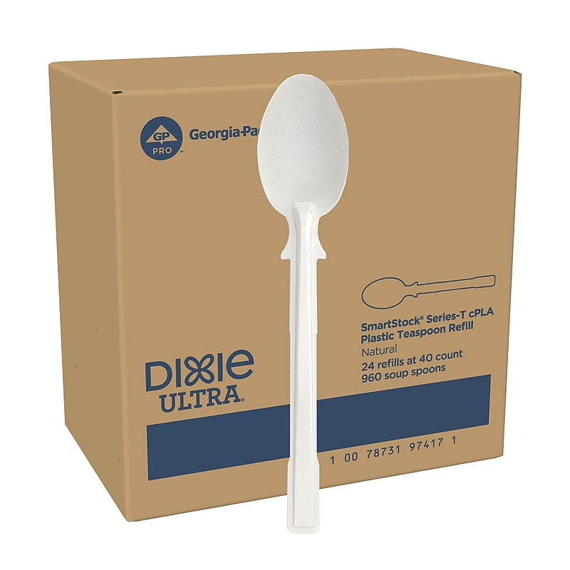 Dixie Ultra SmartStock Series-T Compostable Plastic Tea Spoon Refill, Beige, 40/Pack, 24 Packs/Carton (DUSSCT7) image 1