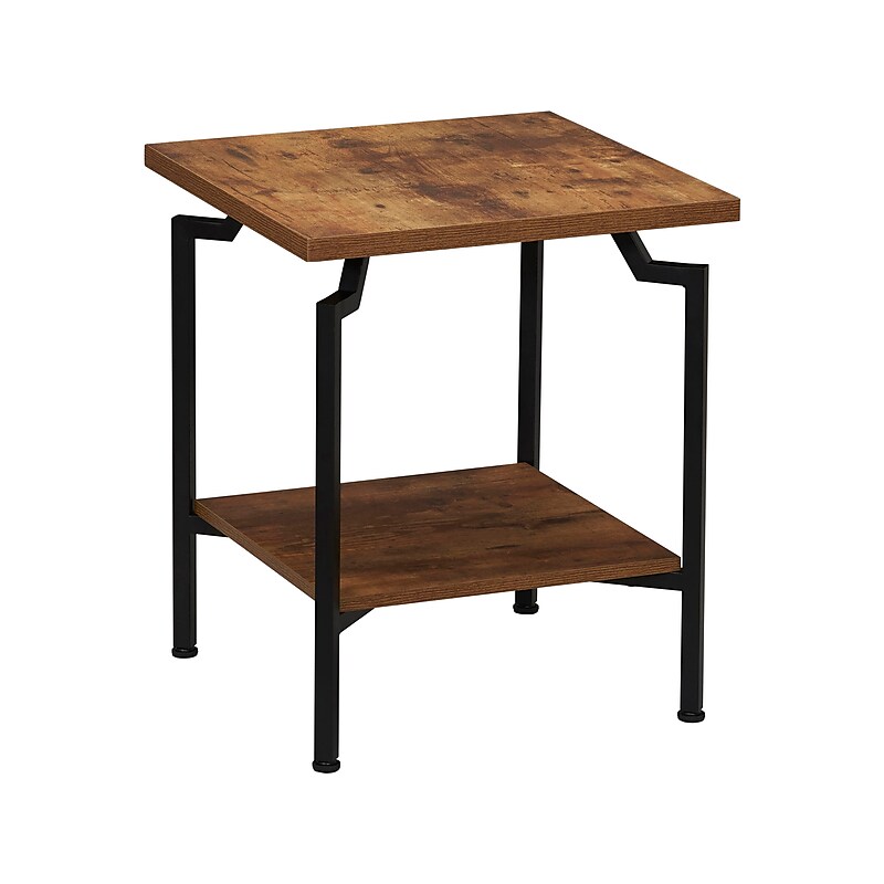Household Essentials Crown 18.5"W x 18.5"D Laminate Side Table, Hickory/Black (8247-1) image 1