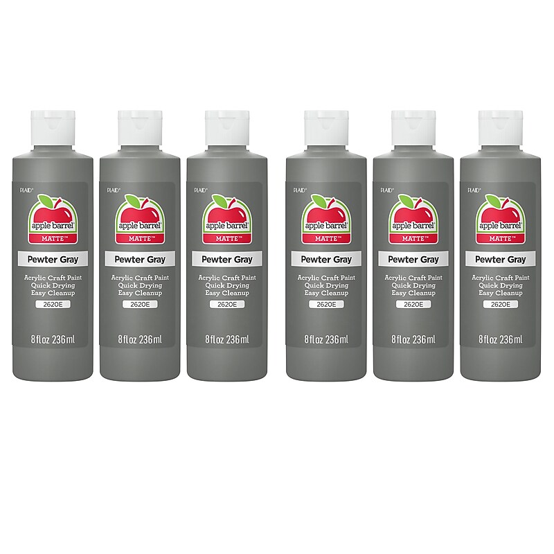 Apple Barrel Acrylic Paint Matte, 8oz., Pewter Gray, 6/Pack (APP2620E-6) image 1