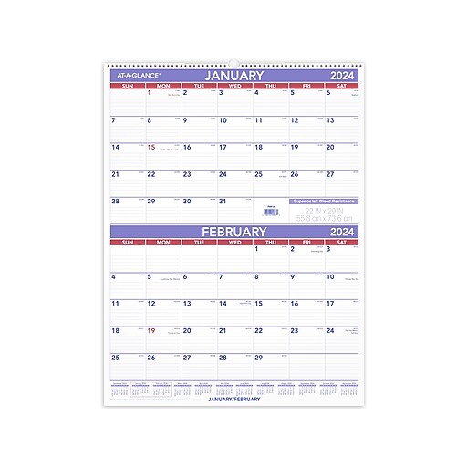 2024 ATAGLANCE 22" x 29" TwoMonth Wall Calendar (PM92824) Staples