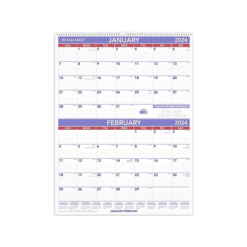 2024 AT-A-GLANCE 22" x 29" Two-Month Wall Calendar (PM9-28-24) image 1