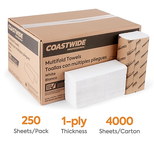 Coastwide Professional™ Recycled Multifold Paper Towels, 1ply, 250